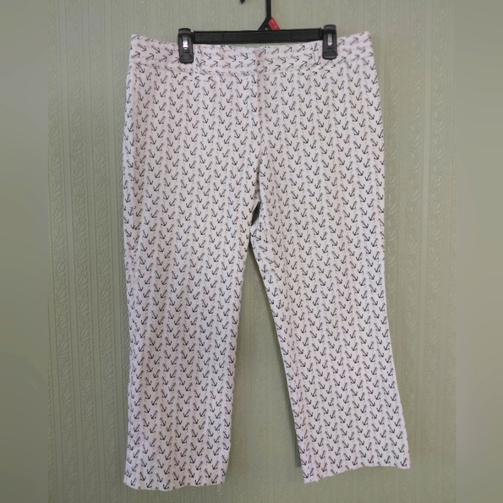 J CREW City Fit Nautical Womens Capris Anchors Summer FLAW